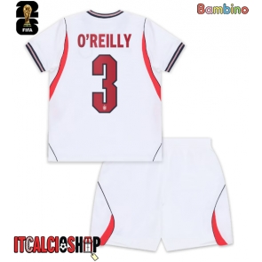 Inghilterra Nico O'Reilly #3 Prima Maglia Bambino Mondiali 2026 Manica Corta (+ Pantaloni corti)